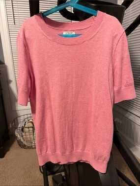 J. Crew Bubblegum Pink Short Sleeve Cashmere Top